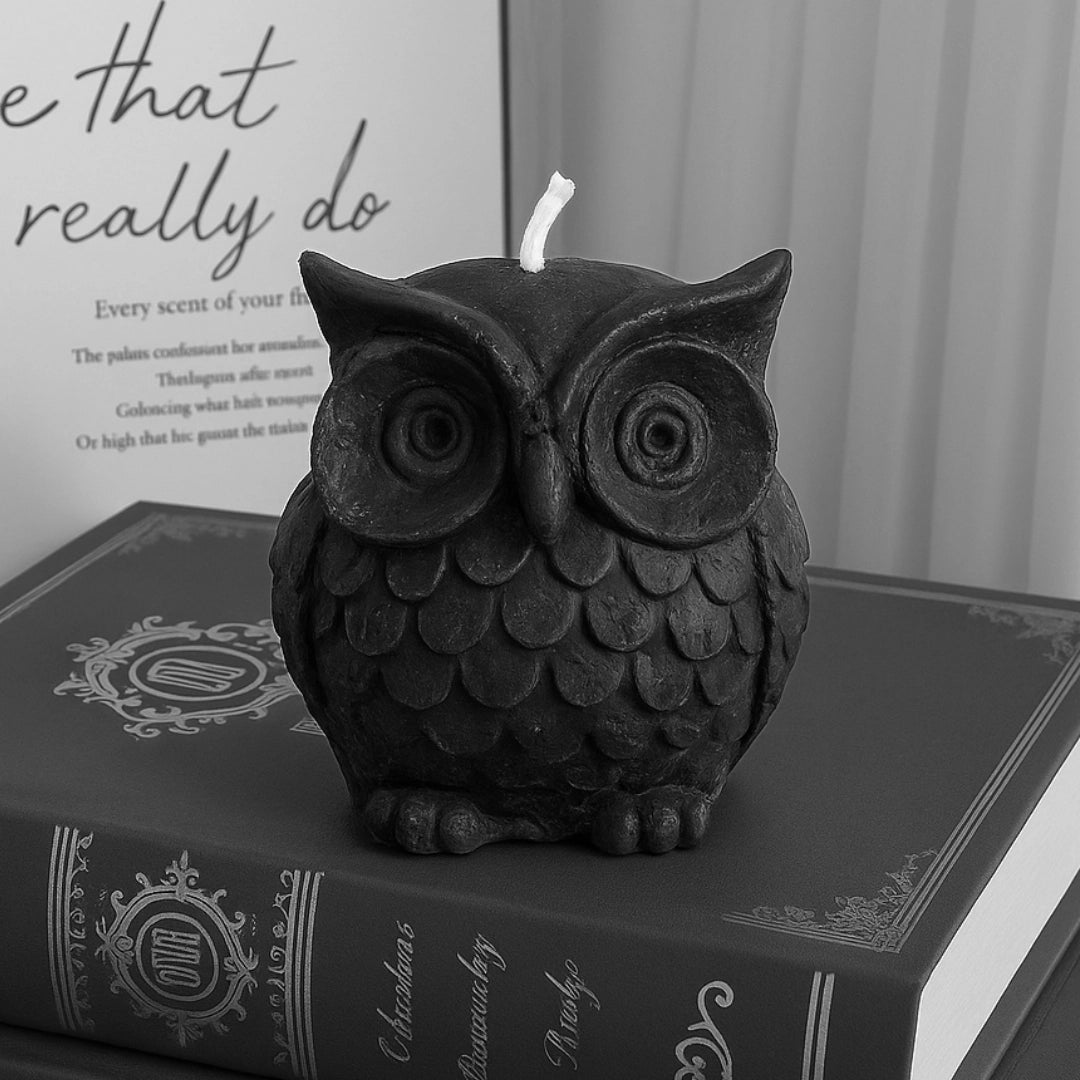 Owl Candle Black