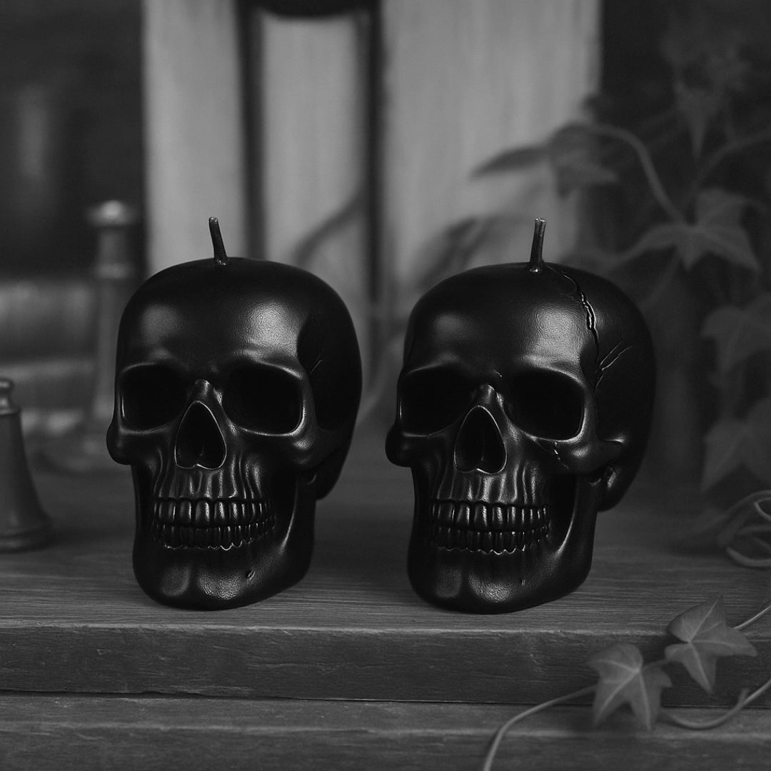 BLACK Enchanted Skull Candle