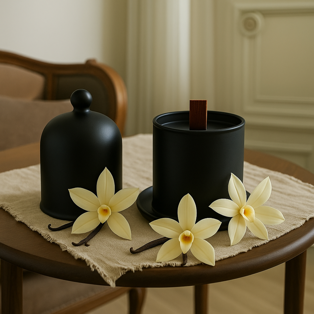 Vanilla Soy Wax Candle Black Bell Jar