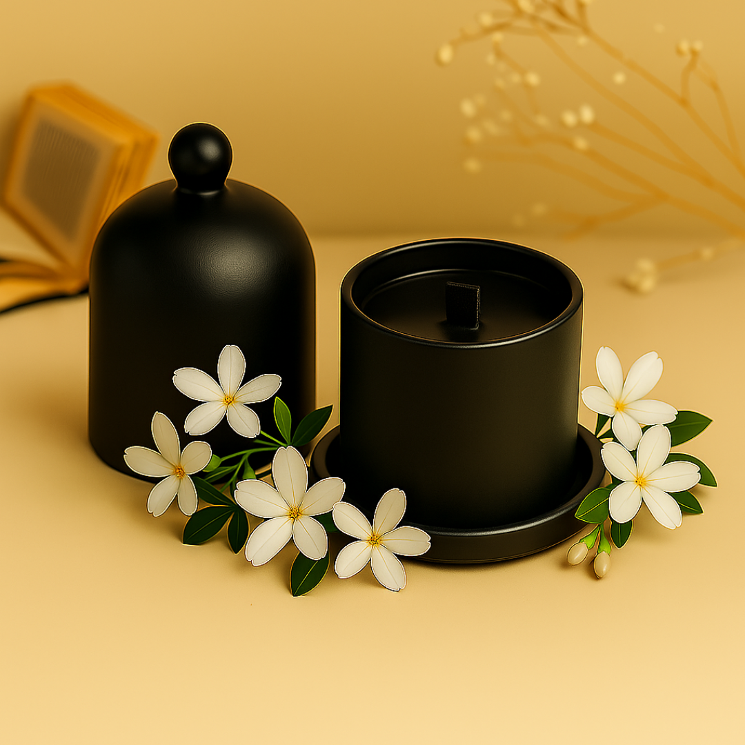 Jasmine Soy Wax Candle Black Bell Jar
