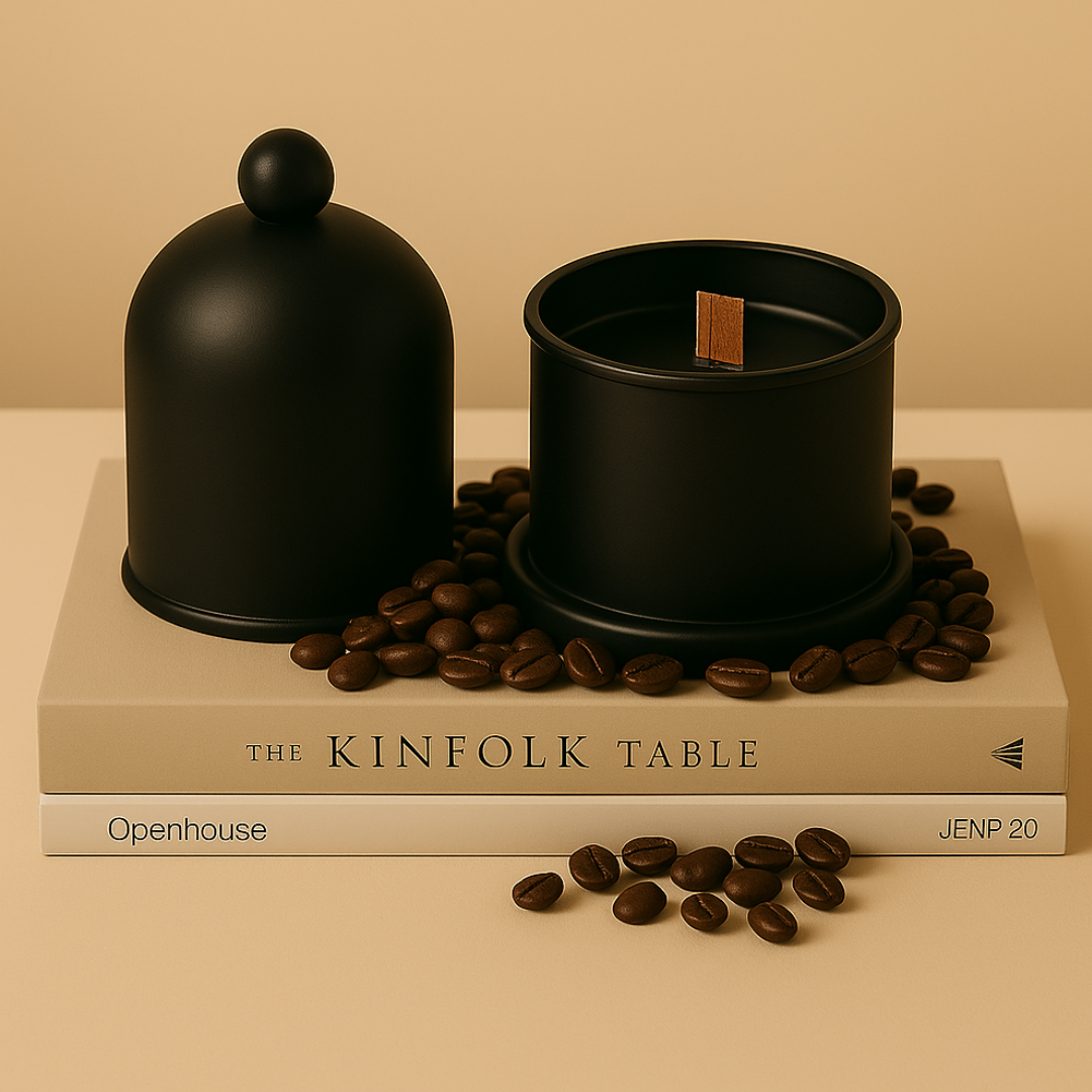 Coffee Soy Wax Candle Black Bell Jar