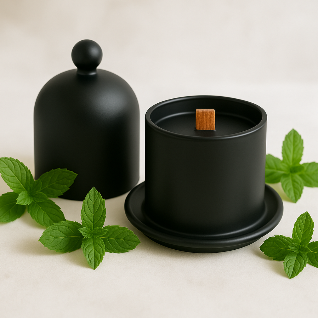 Peppermint Soy Wax Candle Black Bell Jar