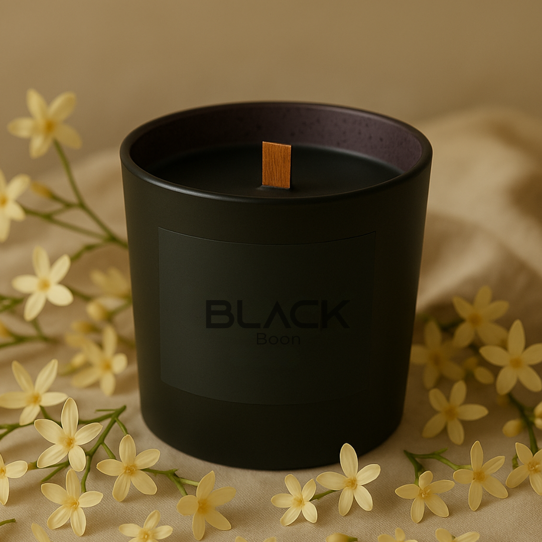 Jasmine Soy Wax Candle Black Jar