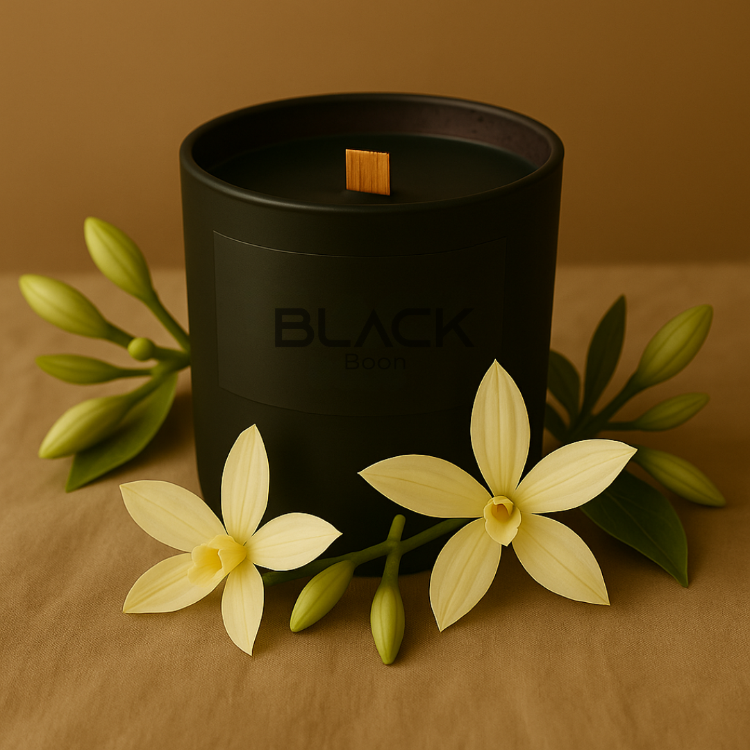 Vanilla Lemongrass Soy Wax Candle Black Jar