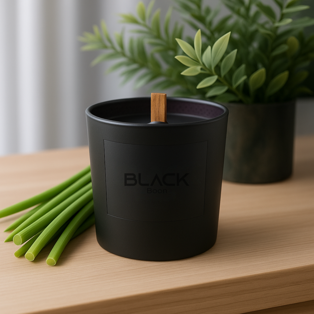 Lemongrass Soy Wax Candle Black Jar