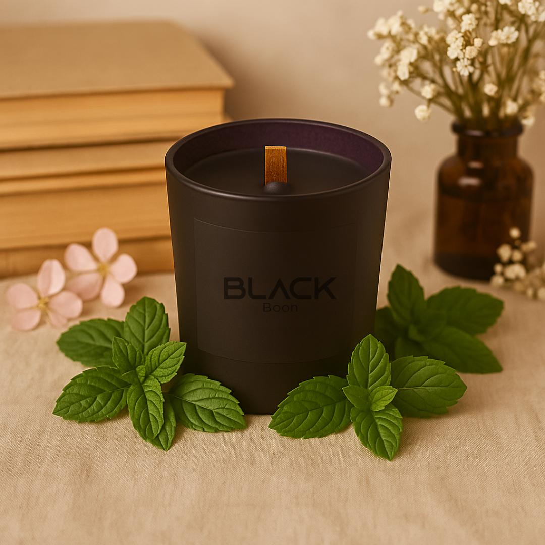Peppermint Soy Wax Candle Black Jar
