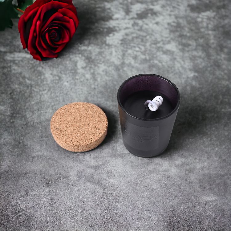 Rose Soy Wax Candle Black Jar