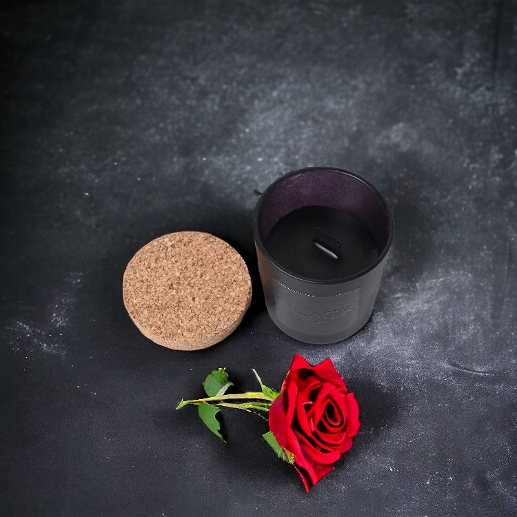 Rose Soy Wax Candle Black Jar