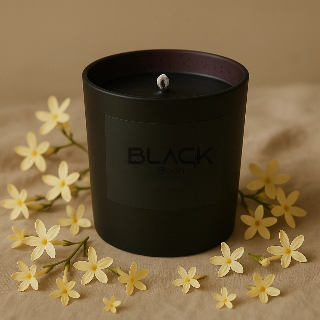Jasmine Soy Wax Candle Black Jar