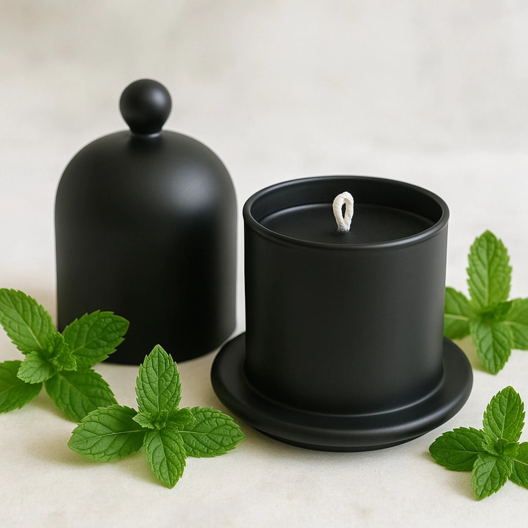 Peppermint Soy Wax Candle Black Bell Jar