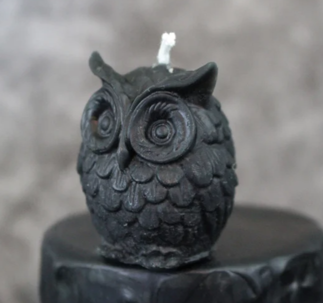 Owl Candle Black