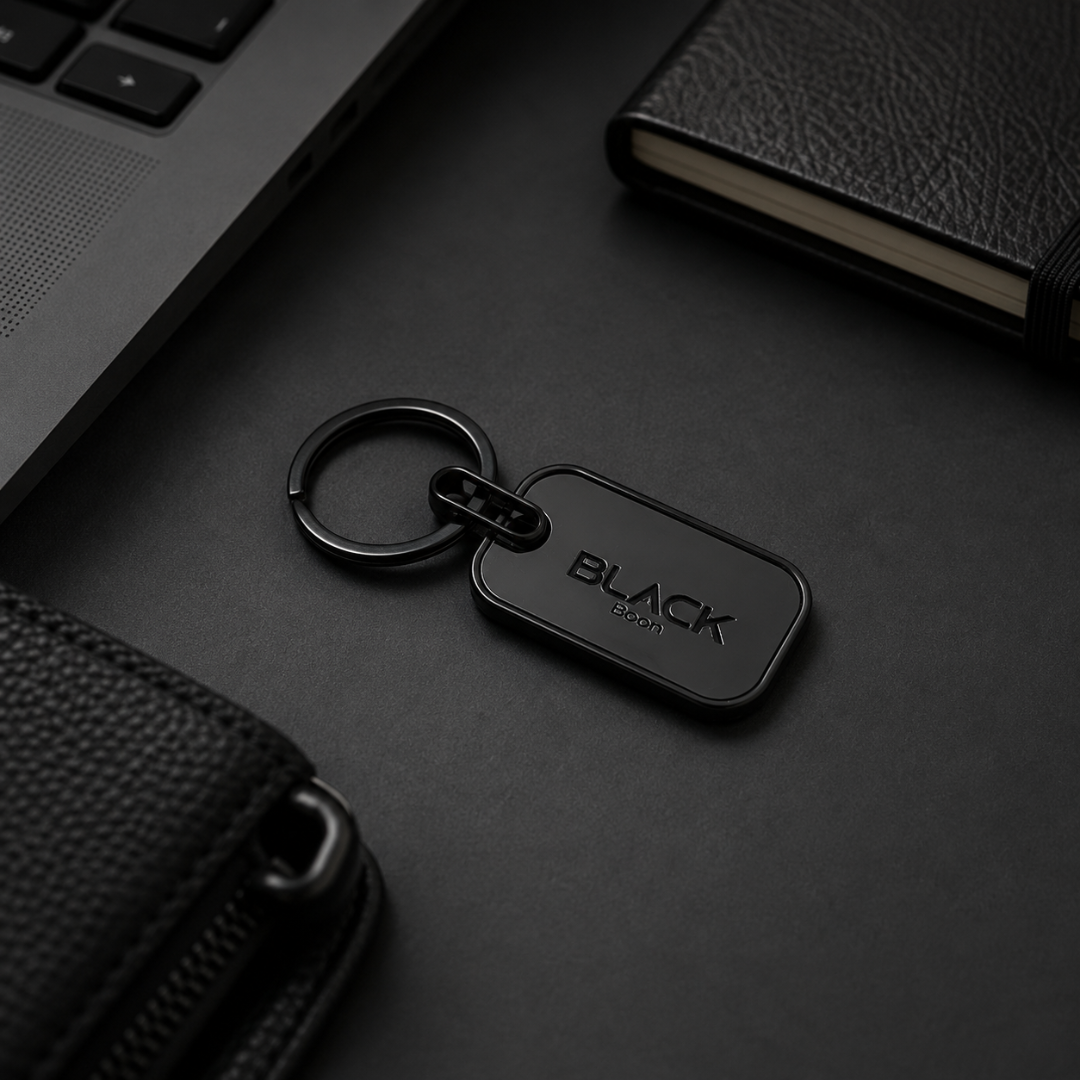 BLACK Signature Metal Keychain – Premium Matte Black Key Ring
