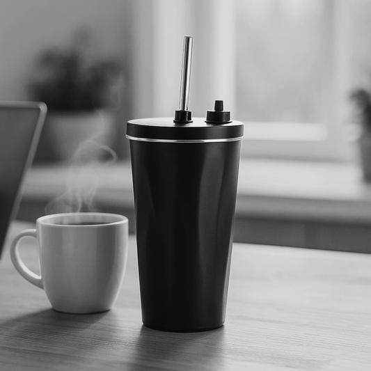 BLACK Tumbler with Straw- 610ml