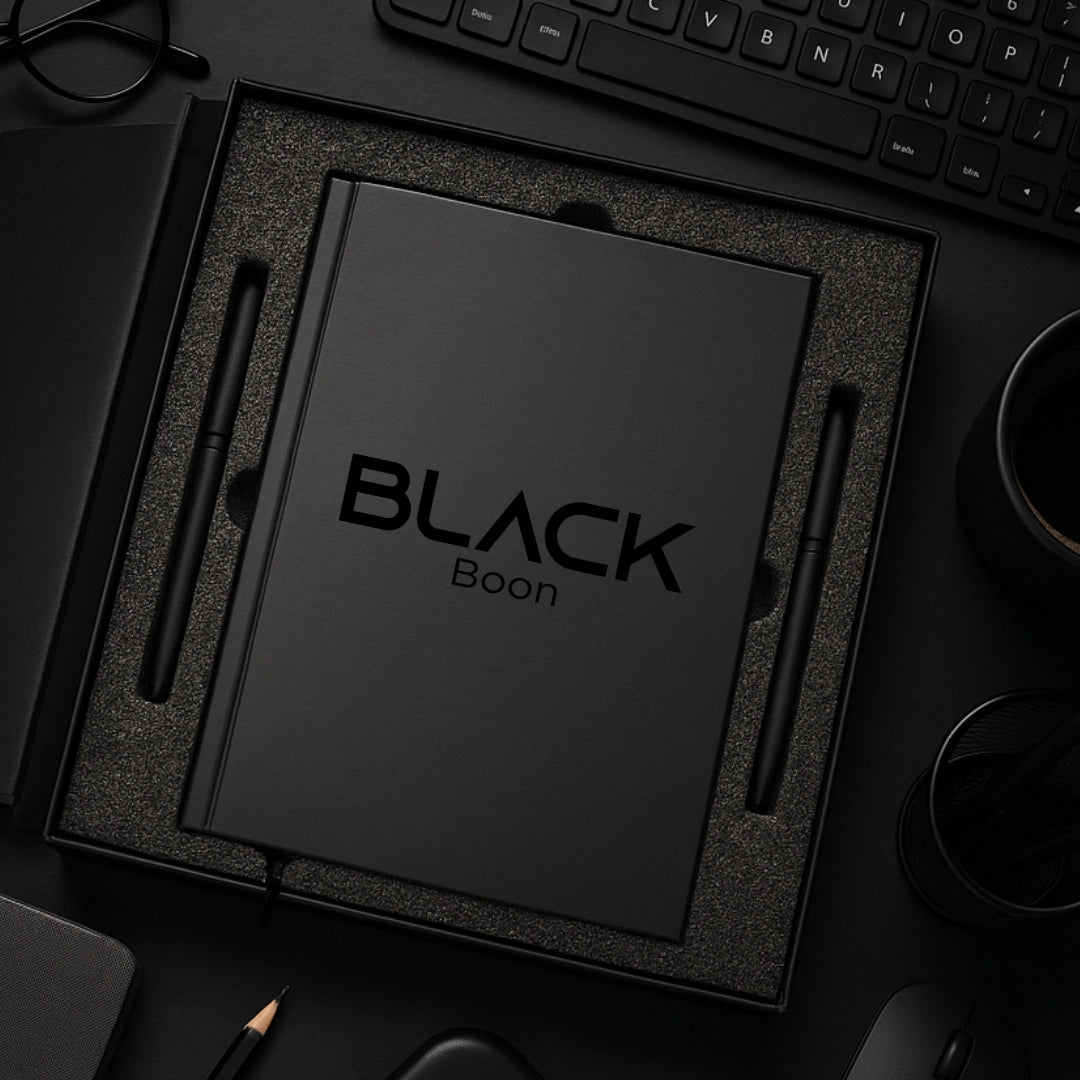 Black Page Diary with Pen [1 silver, 1 golden]