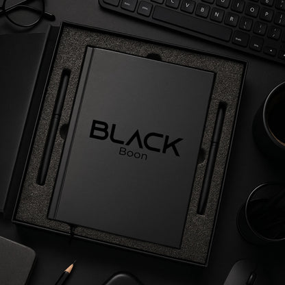 Black Page Diary with Pen [1 silver, 1 golden]