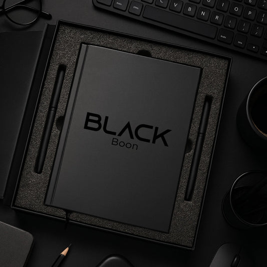 Black Page Diary with Pen [1 silver, 1 golden]
