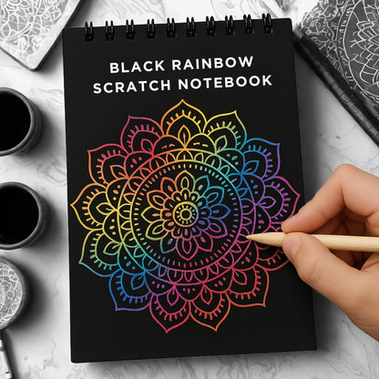 BLACK Rainbow Scratch Notebook