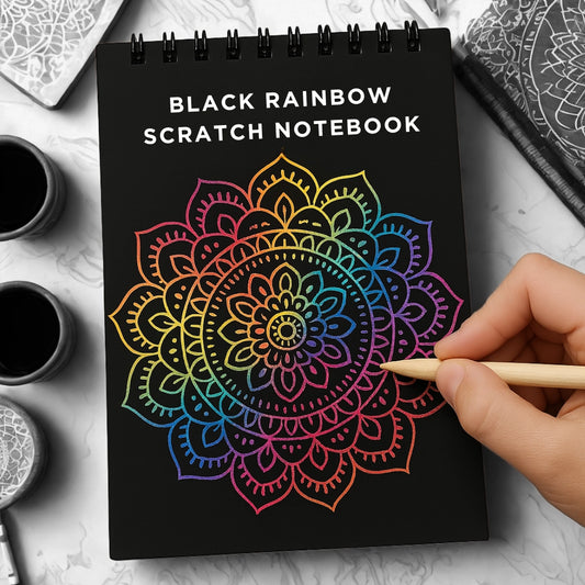 BLACK Rainbow Scratch Notebook