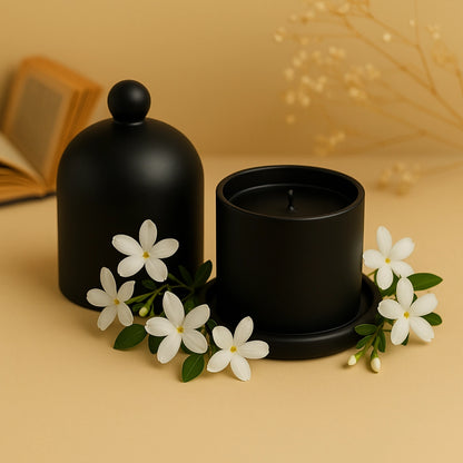 Jasmine Soy Wax Candle Black Bell Jar