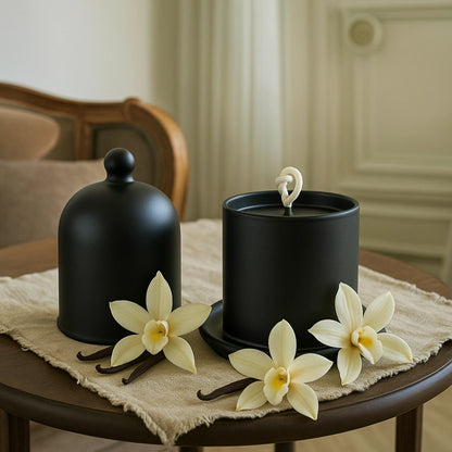 Vanilla Soy Wax Candle Black Bell Jar