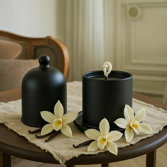 Vanilla Soy Wax Candle Black Bell Jar