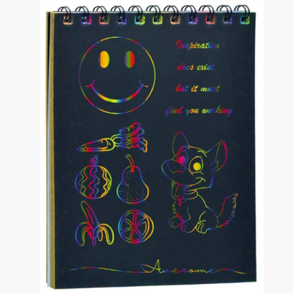 BLACK Rainbow Scratch Notebook