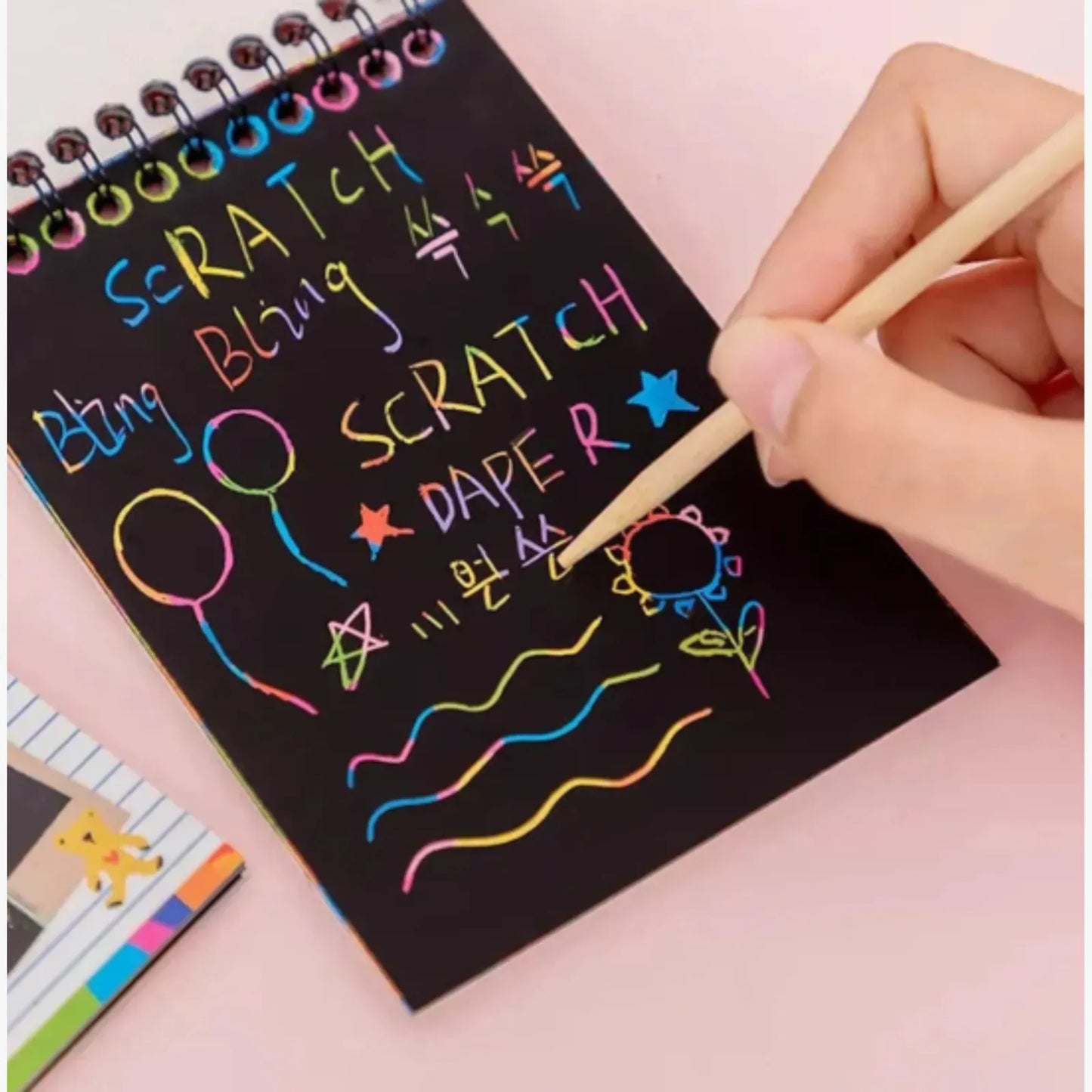 BLACK Rainbow Scratch Notebook