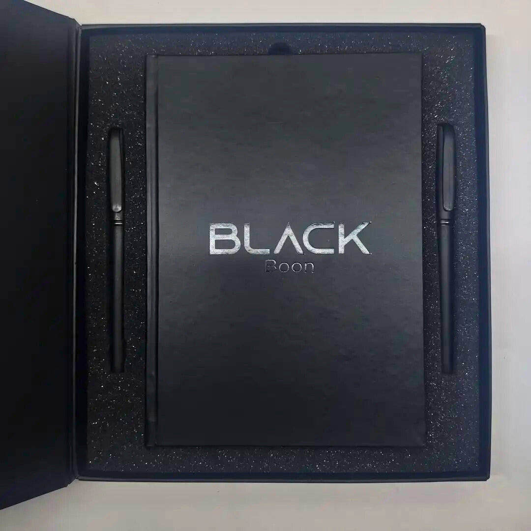 Black Page Diary with Pen [1 silver, 1 golden]